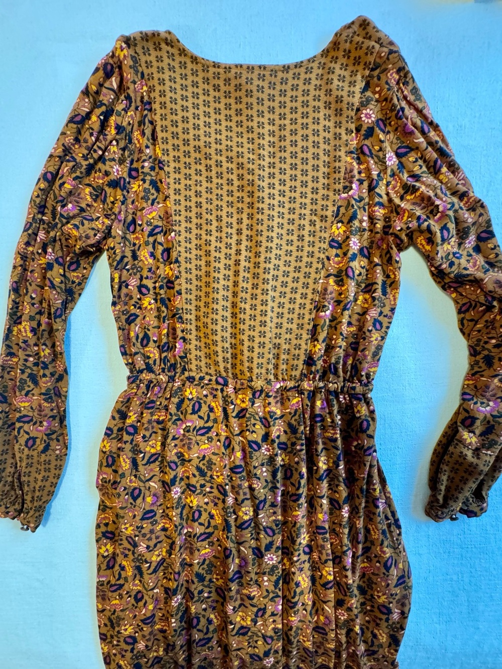 Knox Rose Rust Floral Button-Front Long Sleeve Midi Dress - Picture 7 of 8
